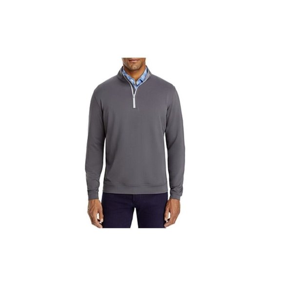 Peter Millar Perth Half-Zip Loop Terry Sweatshirt in Iron - Picture 1 of 4